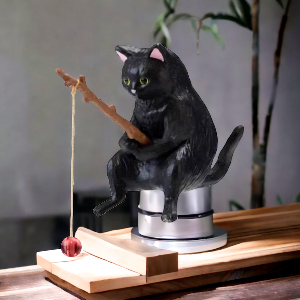 미미네아쿠아 낚시하는 고양이 피규어-올블랙