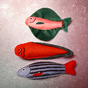 미미네쥬쥬 고양이장난감 물고기 캣닢쿠션-광어세트