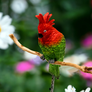 미미네아쿠아 수조 걸이식 앵무새 피규어-초록무늬
