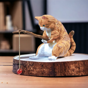 미미네아쿠아 낚시하는 고양이 피규어-치즈냥