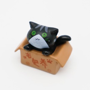 미미네아쿠아 어항 상자 고양이 피규어-블랙